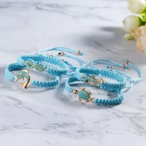 RENSINO DIY Custom Sea Turtle Charm Woven Rope Bracelet Women for Advertising Presents
