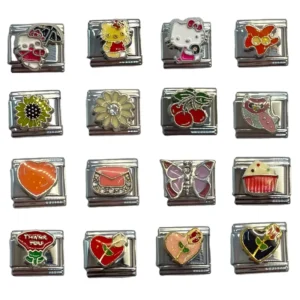 RENSINO DIY Personalized Shiny Classic Kitty 304 Stainless Steel Italy Charm Bracelet 9mm * 10mm Module