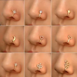 RENSINO DIY U shaped White Crystal Unisex Nose Clip European American Style No Punch Adjustable Copper Jewelry Accessories