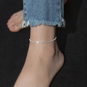 RENSINO Daidan Simple Style Bling Gypsophila Girls Korean 925 Sterling Silver Women Anklets