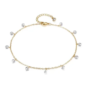 RENSINO Dainty Ankle Bracelet 14K Gold Filled Cz Foot Chain Anklets Jewelry
