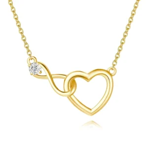 RENSINO Dainty Silver Jewelry Gold Plated 925 Sterling Silver Cubic Zircon Infinity love Heart Necklace