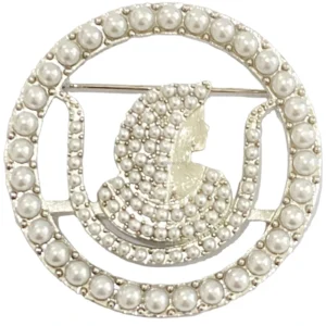 RENSINO Daughter of ISIS Organization Inlaid White Pearl Brooch Party Wear Gifts for Women Wedding Lapel Pin Jewelry DOI Members Group