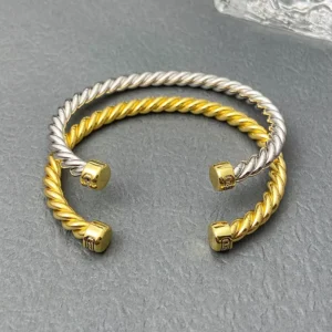 RENSINO David’s Screw Nail Pattern Silver Plated Bracelet Open Bracelet High Quality Fashion Jewelry