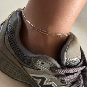 RENSINO Dazan New Ins 18k Gold Plated Tarnish Free Stainless Steel Fashion Twist Snake Chain Gold Silver Layover Style Anklet