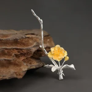 RENSINO Dejavu Jewelry Original Handmade 925 Sterling Silver Brooch Crabapple for Necklace Women Gifts
