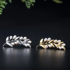 RENSINO Dejavu Jewelry Original Handmade 925 Sterling Silver Brooch Pearl Olive for Necklace Women Gifts