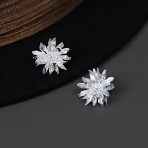 RENSINO Dejavu Jewelry Original Handmade 925 Sterling Silver Earring Transvaal Daisy Stud Earrings for Women