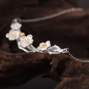 RENSINO Dejavu Jewelry Original Handmade 925 Sterling Silver Necklace Plum Blossom Pendant Necklace Chinoiserie For Women Gift