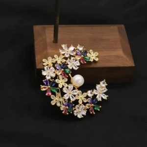 RENSINO Delicate White Pearl Brooch Silver Tone for Office Lady Business Suit Blouse Collar Decoration Daily Wear Accessory