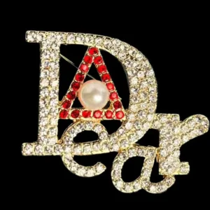 RENSINO Delta Sigma Thetaa Logo Rhinestone Pearl Crystal Alloy Jewelry Sorority Greek Sisterly DST Triangles Delta Dear Brooch Pin