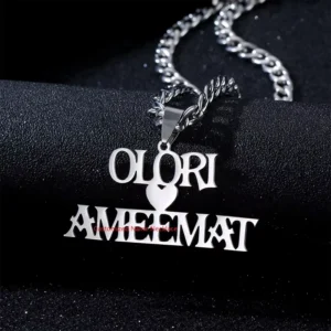 RENSINO Design and Make Your Own Lettered Metal logo Stainless Steel Silver Color Necklace Jewelry with Chain