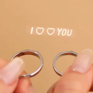 RENSINO Designer 925 Sterling Silver Fashion Fine Jewelry I Love You Projection Reflection Adjustable Couple Rings Engagement Ring