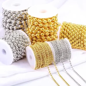 RENSINO Designer Minimalist Stainless Steel Ball Bead Necklace Chain 18k Gold Silver Plated for Wedding Party Gift for Women