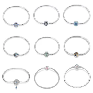 RENSINO Devil’s Eye Life Tree Charm Bracelet Basic Chain High Quality Copper Silver Plated ZIRCON Classic Party DIY Pendant Beads