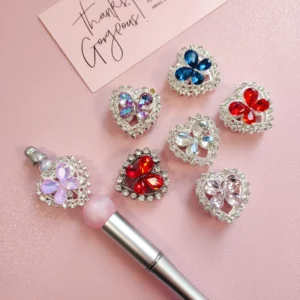 RENSINO Diamond Aurora Love Butterfly Crystal Handmade Pen Beads Heart Rhinestone DIY Pen Jewelry Making Accessory