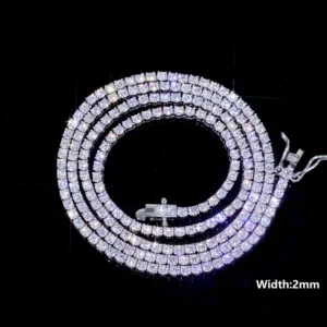 RENSINO Diamond D VVS Moissanite Tennis Chain Hip Hop Style Rapper Charm Real Diamond Studded Cluster Tennis Chain