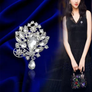 RENSINO Direct Factory Sale New European American Silver Brooch Rhinestone Flower Pendant Scarf Buckle Chest Badges Product Category