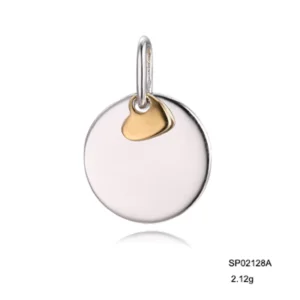 RENSINO Disc Round Heart Small Custom Rhodium Plated 925 Sterling Silver Elegant Gift Necklace Charms Pendant