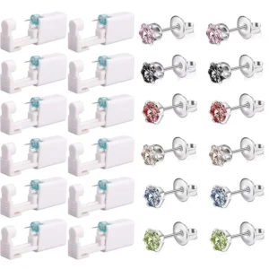 RENSINO Disposable Automatic Stainless Steel Ear Piercing Gun Geometric Stud Earrings Children’s Body Jewelry Students