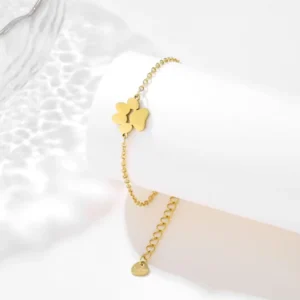 RENSINO Dog Claw Animal Cute Jewelry 18k Gold Plated Stainless Steel Dog Cat Paw Print Charm Bracelet for Women Men