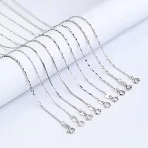 RENSINO Dropshipping Fashion Silver Necklace Jewelry 925 Sterling Silver Necklace Set Gold Plated Chain Necklace Custom Jewelry Women