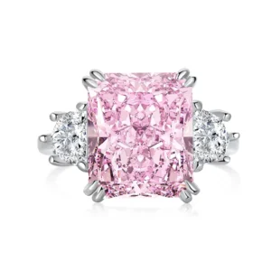 RENSINO Dylam Fine Jewelry Manufacturer Sterling Silver 925 Ring Colorful Cubic Zirconia Diamond Square Shaped Finger Wedding Rings