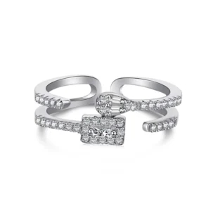 RENSINO Dylam Tik Tok Trending 925 Sterling Silver Women Adjustable Size Open Knot Middle Finger Knuckle Thumb Baguette Rings