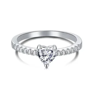RENSINO Dylam in Stock Fast Shipping Simplicity Minimalist 5A Level CZ Stone Wedding Rings Heart Love 925 Silver Sterling Rings Jewelry
