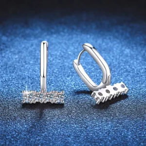 RENSINO E001 Moissanite U shaped Earrings for Women Girls 925 Sterling Silver Fine Jewelry