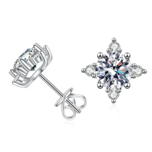 RENSINO E017 S925 Sterling Silver Four Claws Octopus Star Fashion Stud Earrings 0.5Ct Moissanite Diamond Fine Jewelry Women