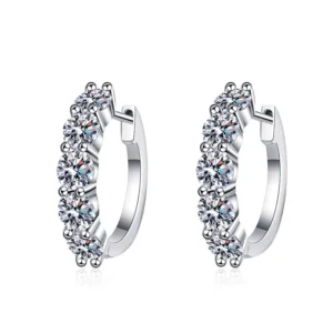 RENSINO E028 Elegant Luxury Engagement 925 Sterling Silver 3Ct Moissanite Fine Jewelry Cute Hook Earrings Gift for Women