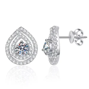 RENSINO E166 Luxury Vintage 925 Sterling Silver Designer Water Drop 0.5Ct Moissanite Teardrop Fine Jewelry Stud Earrings Rhodium Rose