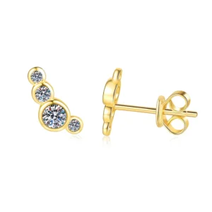 RENSINO E213 Fashion Luxury Diamond set Classic Moissanite Arch Bubble Earring for Women 925 Sterling Silver Party Jewelry