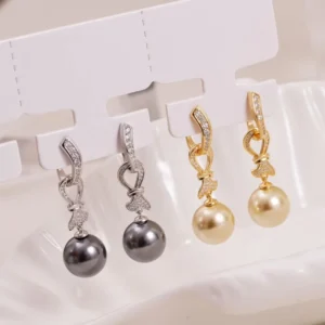 RENSINO E5497 11-12mm S925 Sterling Silver 18K Gold Plated DIY Pearl Earring Findings Base Jewelry No Pearl Included