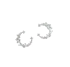 RENSINO ED957 Fashion 925 Sterling Silver Crystal Moon Earrings for Women Girls Gift Fashion Statement Jewelry