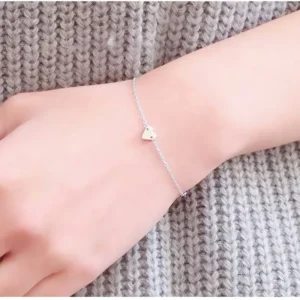 RENSINO EManco Simple Name Initial Stainless Steel Bracelets Dropshipping Women Heart Charm Bracelet Friendship Bracelet Jewellery