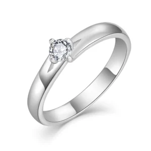 RENSINO Elegant 18K Gold Plated Open Zircon Ring High End 925 Sterling Silver Fashion Simple Couple Diamond Wedding Festival Romantic