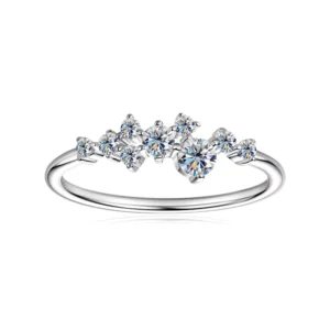 RENSINO Elegant 925 Sterling Silver 14K Gold Plated for Certified Prong Set Moissanite Engagement Rings Luxury Wedding Jewelry for Women