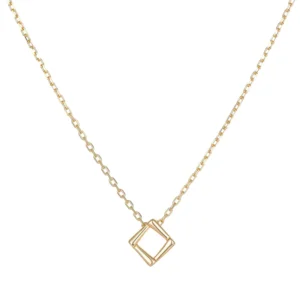RENSINO Elegant 925 Sterling Silver Minimalist Square Charm Necklace For Women