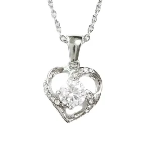 RENSINO Elegant 925 Sterling Silver Moissanite Eternal Heart Pendant Choker Necklace for Women Trendy Link Chain