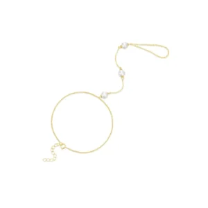 RENSINO Elegant 925 Sterling Silver Pearl Chain Bracelet and Finger Ring Fashion Jewelry