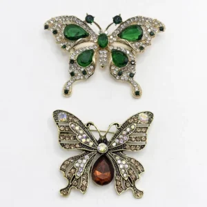 RENSINO Elegant Alloy Created Crystal Brooch Fancy Vintage Style Flower Brooch Pin For Women Wedding Party Gift Clothing Decoration