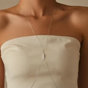 RENSINO Elegant Beach Chic Jewelry 925 Silver Y Style Pearl Body Chain Stylish Summer Trendy