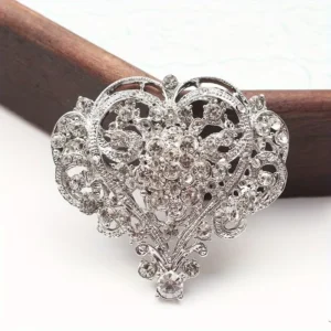 RENSINO Elegant Big Peach Heart Women’s White Diamond High-grade Rhinestone Heart-shaped Love Brooch