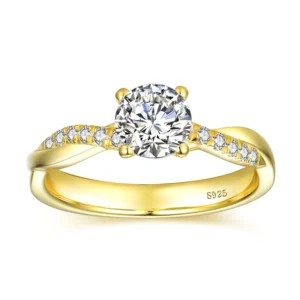 RENSINO Elegant Custom 925 Sterling Silver Engagement Zircon Gold Plate Fine Wedding Women Rings