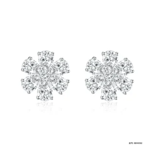 RENSINO Elegant Custom Women’s Lab Grown Pear Cut Synthetic Silver Stud Earrings VVS IGI Certified