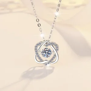 RENSINO Elegant Design 0.5Ct Heart S925 Sterling Silver VVs1 Moissanite Heart Pendant Necklace Exquisite Gift for Women