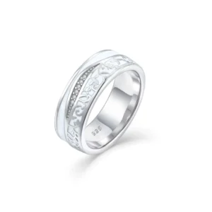 RENSINO Elegant Vintage Inspired Band Featuring Delicate Engraved Patterns 925 Sterling Silver Unisex Ring
