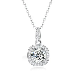 RENSINO Elegant Women 925 Silver Jewelry Moissanite Necklace Sterling Silver Pendant Necklaces